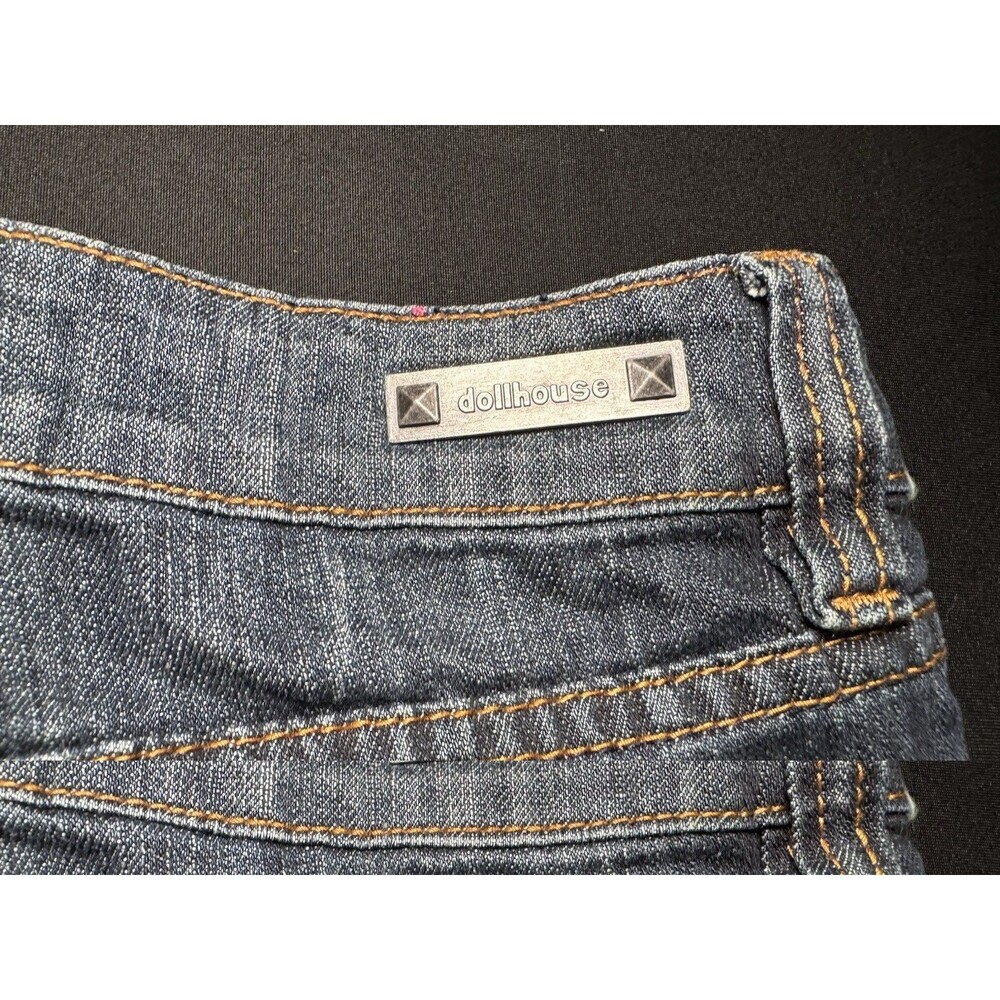 Dollhouse Y2K Denim Shorts Lace Trim Low Rise Coquette Festival Boho - Picture 3 of 8